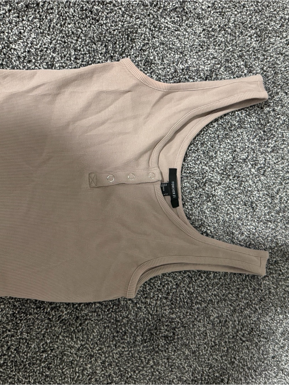 Forever 21 Taupe Ribbed Snap-Front Tank